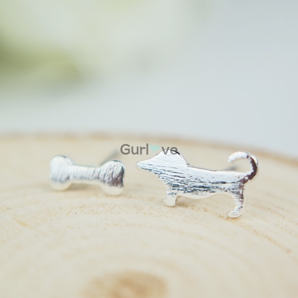Dog Bone Stud Earrings - Picture 4 of 4